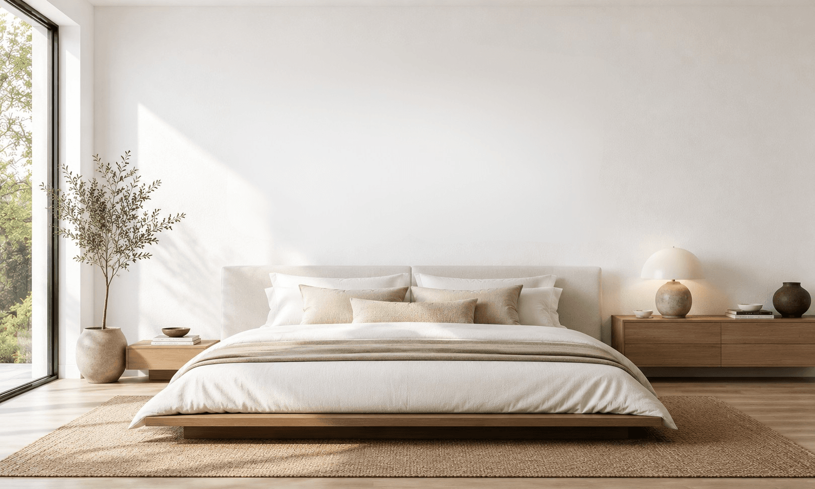 Bedroom styled with wall art