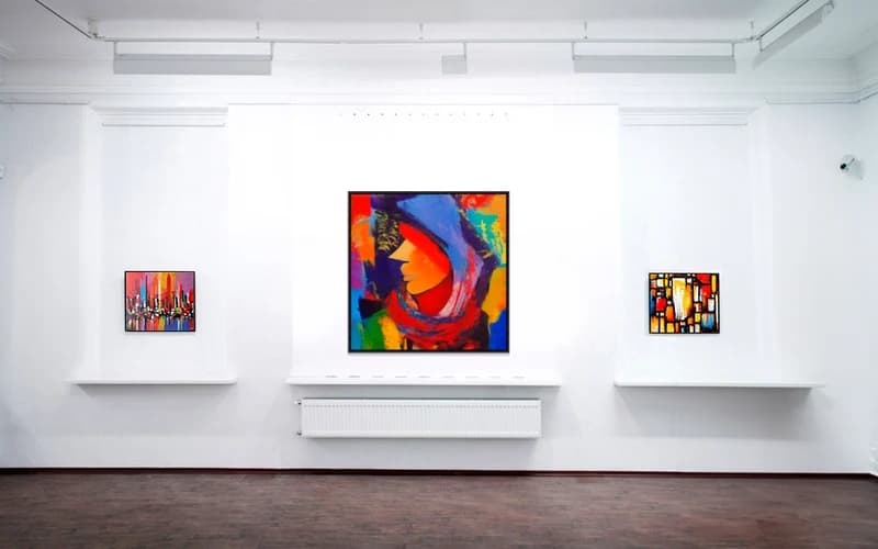 Custom-size canvas prints arranged for a specific wall