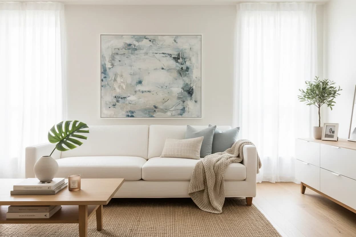 How to size canvas wall art above a sofa