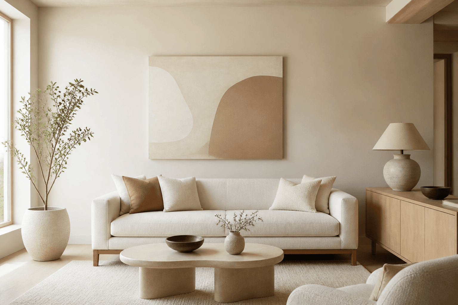 Wall art previewed in a styled living space