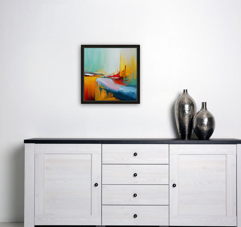 clean room with clean canvas art i black frame 