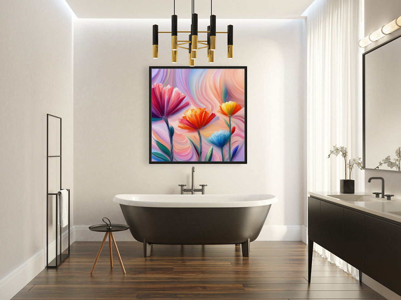 Vibrant pastel colorful wall art, perfect for adding a touch of tranquility to any space.