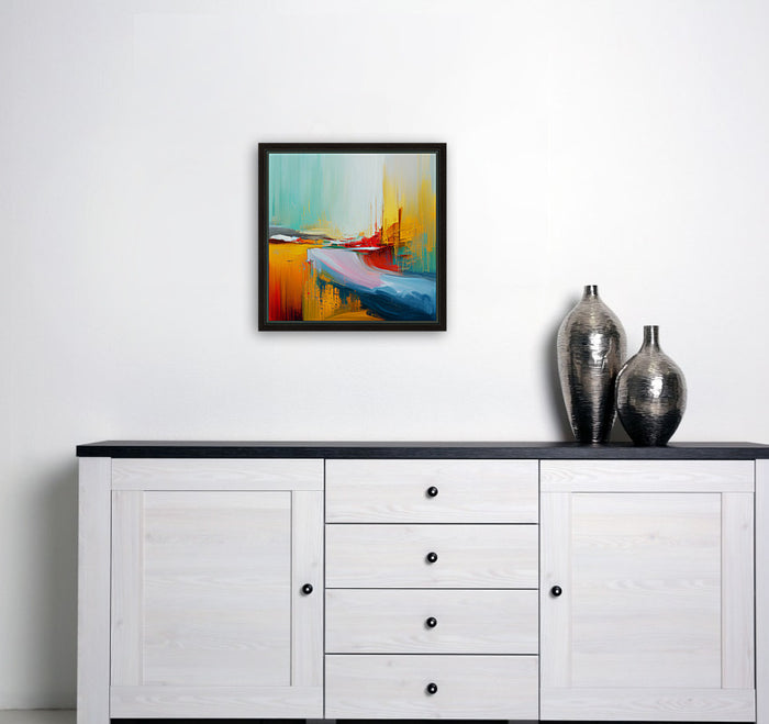 16x16 canvas on wall with black floating frame