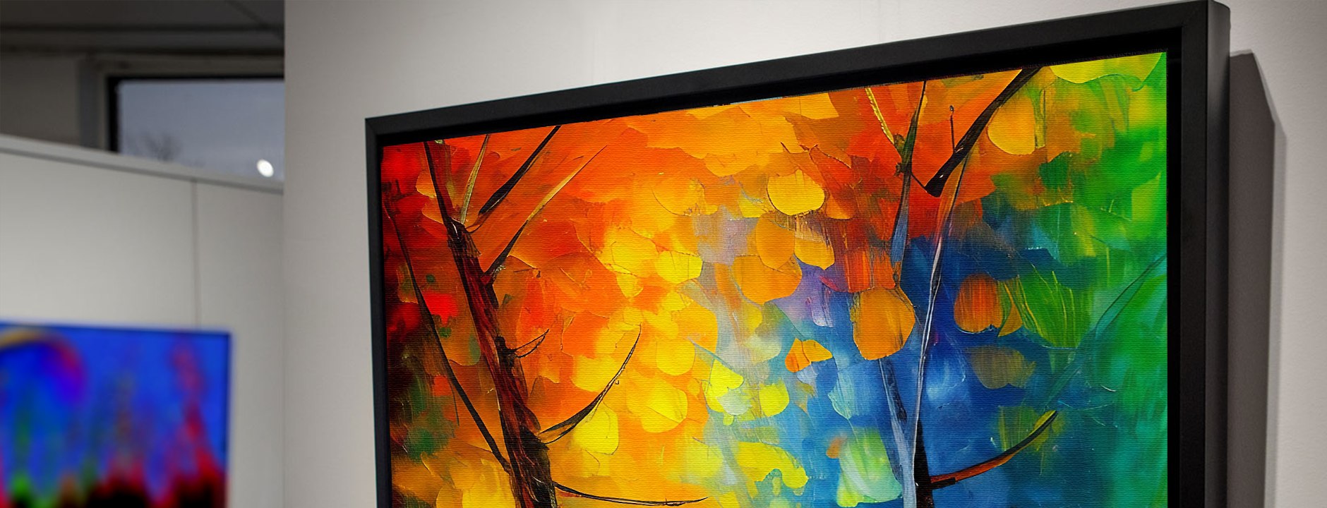 Canvas in black frame. 